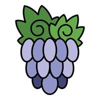 vetor de contorno de cor de ícone de uva de jardim