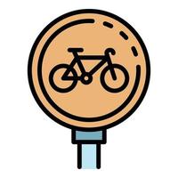 vetor de contorno de cor de ícone de sinal de trânsito de bicicleta