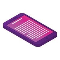 ícone roxo do smartphone, estilo isométrico vetor