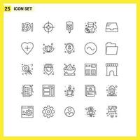 conjunto moderno de pictograma de 25 linhas de limonadas de teste de caixa de entrada de verão elementos de design de vetores editáveis