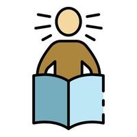 leia o vetor de esboço de cor de ícone de aprendizado de livro