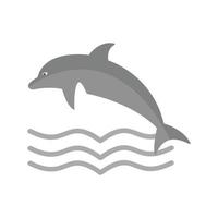 ícone de escala de cinza plano de golfinho vetor