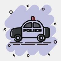 carro de polícia de ícone. elementos de transporte. ícones em estilo cômico. bom para impressões, cartazes, logotipo, sinal, propaganda, etc. vetor