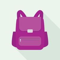 ícone de mochila rosa menina, estilo simples vetor