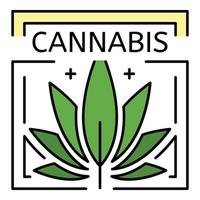 logotipo de folha ecológica de droga de cannabis, estilo de estrutura de tópicos vetor