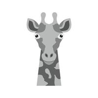 ícone de escala de cinza plano de rosto de girafa vetor