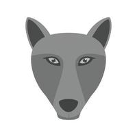 ícone de escala de cinza plano de rosto de raposa vetor