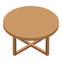 ícone de mesa de madeira redonda, estilo isométrico