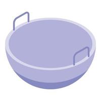 ícone de panela de comida wok, estilo isométrico vetor