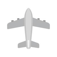 ícone plano em tons de cinza de avião vetor
