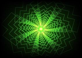 fundo de espiral de onda de luz geométrica verde de redemoinho vetor