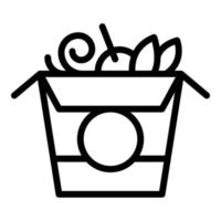 ícone da caixa de comida do menu wok, estilo do contorno vetor
