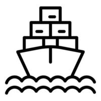 ícone do barco de transporte, estilo de estrutura de tópicos vetor