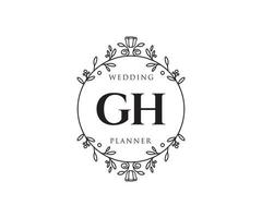 coleção de logotipos de monograma de casamento de letras iniciais gh, modelos modernos minimalistas e florais desenhados à mão para cartões de convite, salve a data, identidade elegante para restaurante, boutique, café em vetor