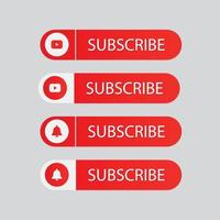 botão de inscrição com sino e ícone do youtube vetor