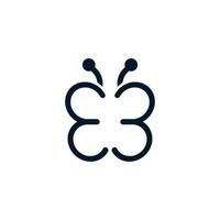 logotipo exclusivo número 3 formando uma borboleta vetor