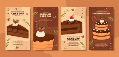 dia nacional do bolo de chocolate histórias de mídia social desenhos animados planos ilustração de modelos desenhados à mão vetor