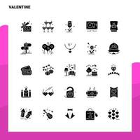 25 conjunto de ícones dos namorados modelo de ilustração vetorial de ícone de glifo sólido para web e ideias móveis para empresa de negócios vetor