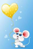 rato com balão de coração de queijo vetor