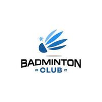 logotipo de peteca, elemento de ilustração de design de logotipo de torneio de esporte de badminton no logotipo de cor azul vetor