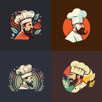 chef homem com chapéu de cozinheiro logotipo mascote ilustração marca de restaurante de comida vetor