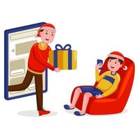 ilustração vetorial de compras online de natal vetor