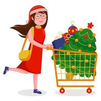 compras de natal em ilustração vetorial vetor