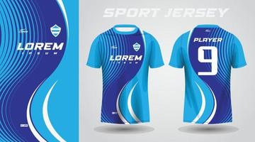 design de camisa esportiva de camisa azul vetor