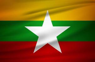 vetor de fundo de design de bandeira de myanmar realista. projeto do dia da independência de mianmar
