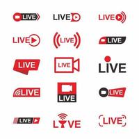 coleção de distintivos de ícone de transmissão online ao vivo