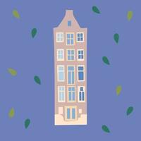 arquitetura amsterdã ilustração aconchegante e fofa em um fundo azul. vetor