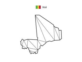 estilo de mapa de triângulos de mosaico de mali isolado em um fundo branco. design abstrato para vetor. vetor