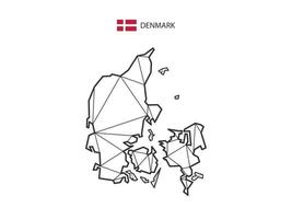 estilo de mapa de triângulos de mosaico da Dinamarca isolado em um fundo branco. design abstrato para vetor. vetor