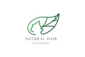 beleza mulher bonita folha cabelo erva natural cosméticos logotipo design vector