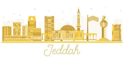silhueta dourada do horizonte da cidade de jeddah. vetor