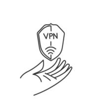 doodle desenhado à mão ilustração de escudo vpn vetor de ilustração de sinal de logotipo