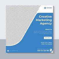 modelo de postagem de mídia social de negócios, design de banner de agência de marketing criativo, banner da web, banner de venda, cor azul, vetor profissional