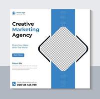 modelo de postagem de mídia social moderna, design de banner de agência de marketing criativo, banner da web, cor azul, vetor profissional