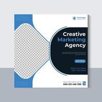 design de banner de agência de marketing criativo, modelo de postagem de mídia social corporativa, banner da web, banner de oferta, cor azul, vetor profissional