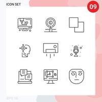 conjunto de pictogramas de 9 contornos simples de camadas de eletrodomésticos, ac você mesmo, elementos de design vetorial editáveis vetor