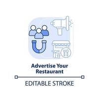anuncie ícone de conceito azul claro de restaurante vetor