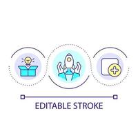 ícone de conceito de loop de estratégia de lançamento de inicialização. inovação para o sucesso empresarial. ideia abstrata de empreendedorismo ilustração de linha fina. desenho de esboço isolado. curso editável. vetor