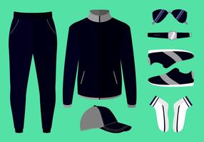 Windbreaker e Winter Clothes Set Free Vector