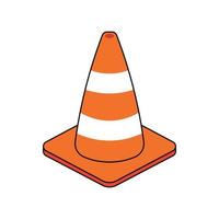 clipart de ícone de cone de tráfego com linha preta na ilustração vetorial de desenho animado vetor