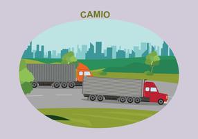 Semi Truck and Cargo Trailer Vector