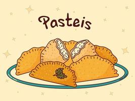 comida tradicional brasileira. pasteis. ilustração vetorial estilo desenhado à mão vetor