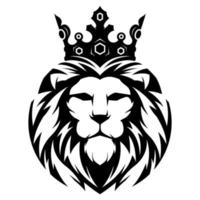silhueta de logotipo simples de uma cabeça de leão usando uma coroa vetor