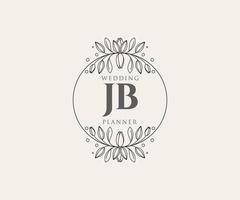 jb letras iniciais coleção de logotipos de monograma de casamento, modelos minimalistas e florais modernos desenhados à mão para cartões de convite, salve a data, identidade elegante para restaurante, boutique, café em vetor