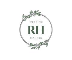 coleção de logotipos de monograma de casamento de letra inicial rh, modelos minimalistas e florais modernos desenhados à mão para cartões de convite, salve a data, identidade elegante para restaurante, boutique, café em vetor