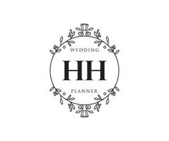 hh letras iniciais coleção de logotipos de monograma de casamento, modelos minimalistas e florais modernos desenhados à mão para cartões de convite, salve a data, identidade elegante para restaurante, boutique, café em vetor